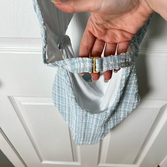 Lspace Plaid Ocean Charm Rizzo Cut Out One Piece in Powder Blue L - Picture 6 of 11